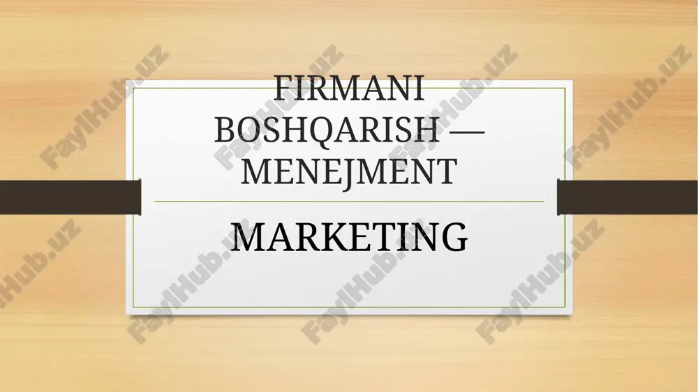 firmani boshqarish —menejment — PPTX