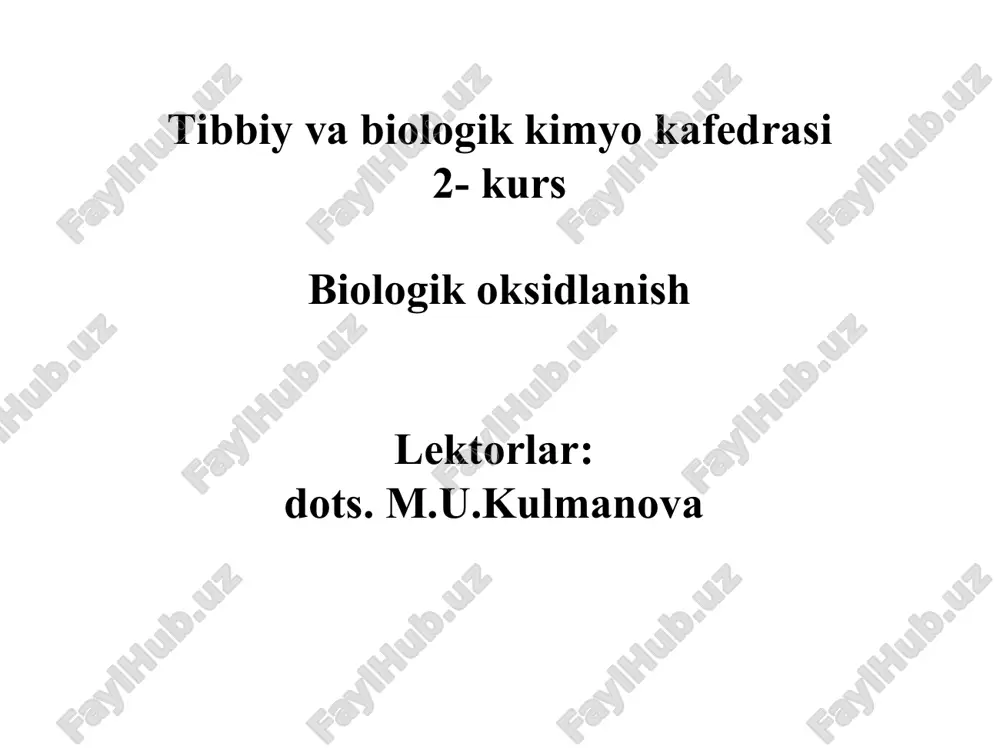 biologik oksidlanish — PPT