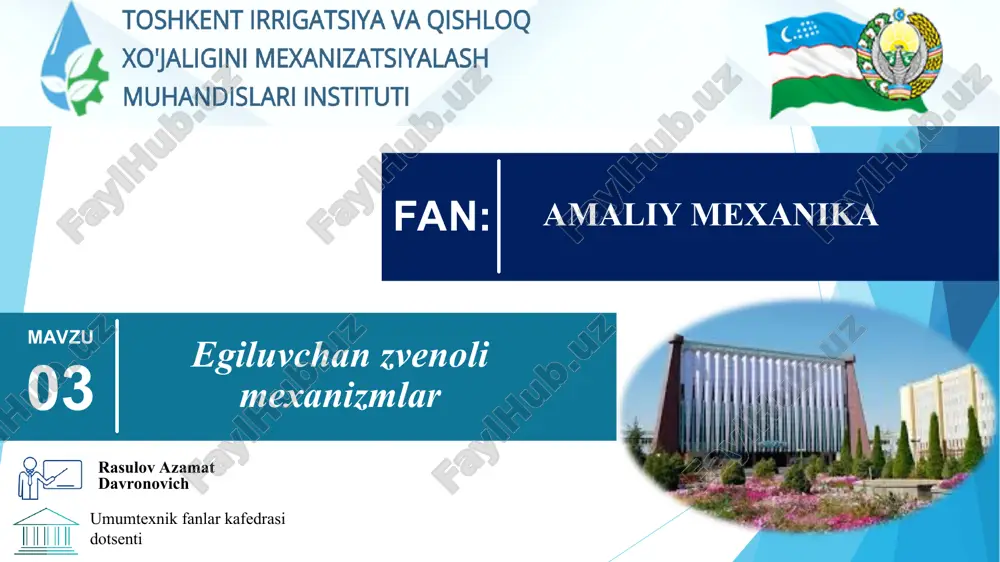 egiluvchan zvenoli mexanizmlar — PPT