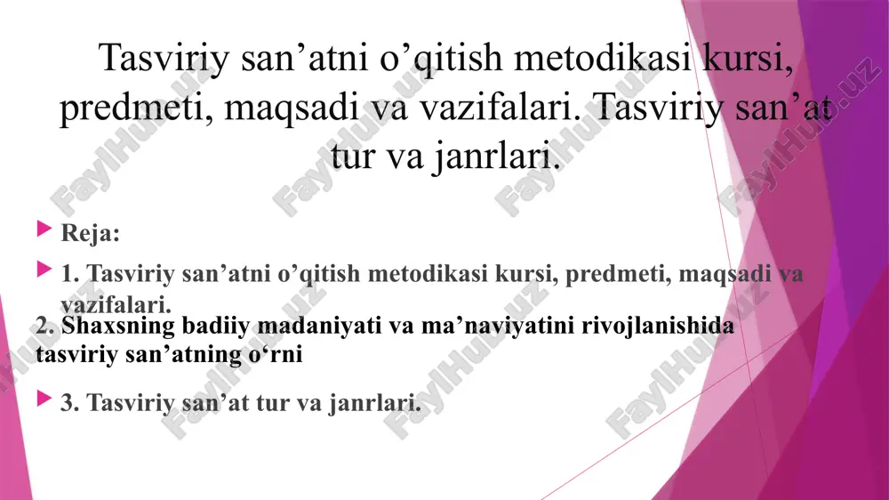 tasviriysan’atnio’qitishmetodikasi kursi — PPTX