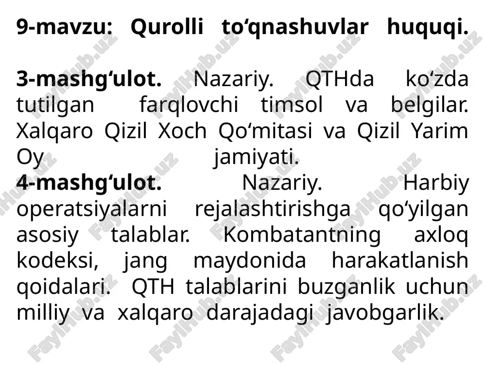 qurolli to‘qnashuvlar huquqi — PPTX