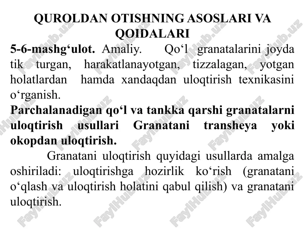 quroldan otishning asoslari va qoidalari — PPTX