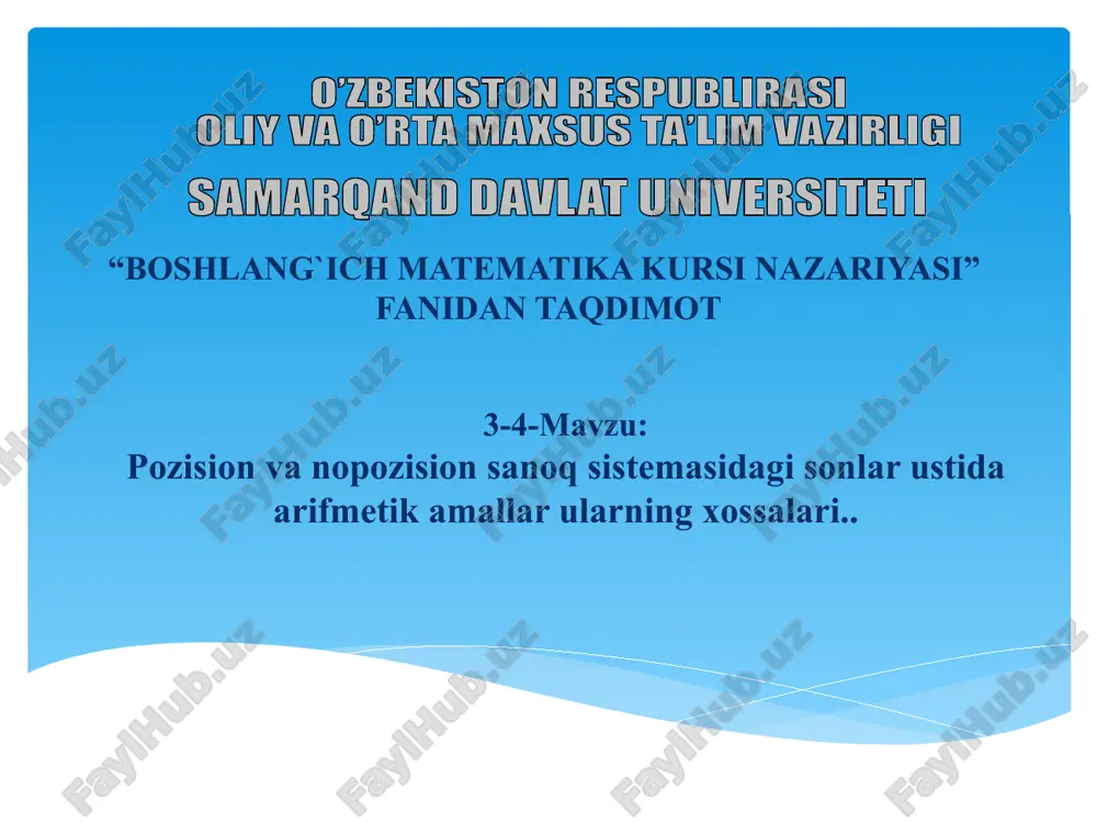 boshlang`ich matematika kursi nazariyasi — PPTX