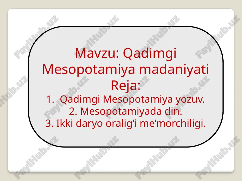qadimgi mesopotamiya madaniyati — PPTX