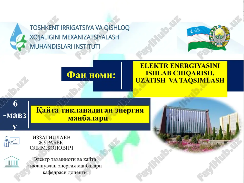 qaytatiklanadigan energiyamanbalari — PPTX