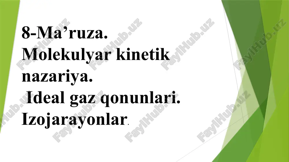 molekulyar kinetik nazariya — PPTX