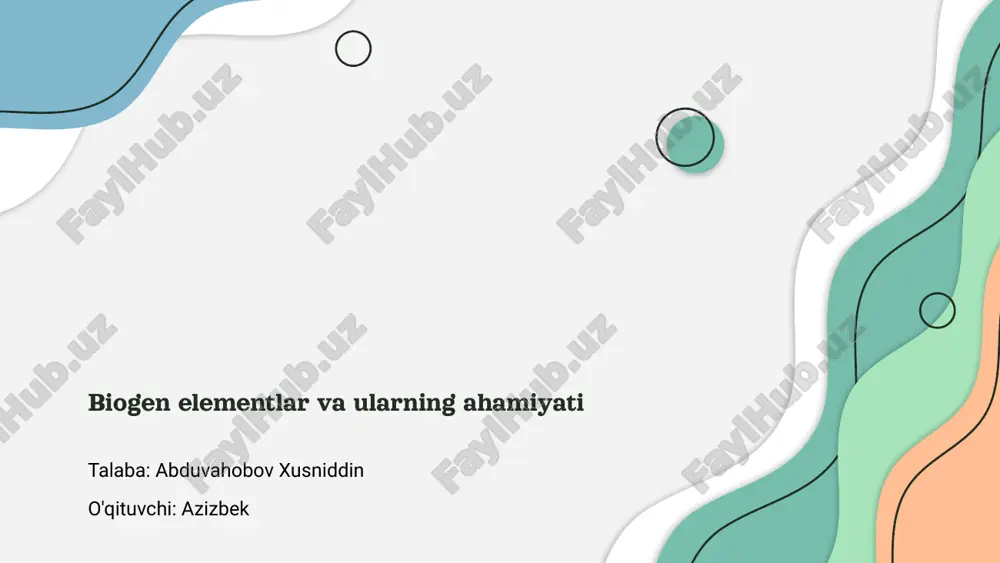 biogen elementlar va ularning ahamiyati — PPTX