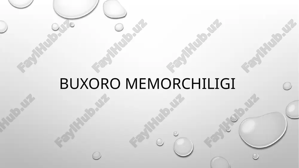 buxoro memorchiligi — PPTX