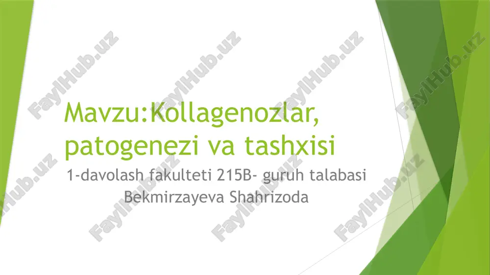 kollagenozlar, patogenezivatashxisi — PPTX