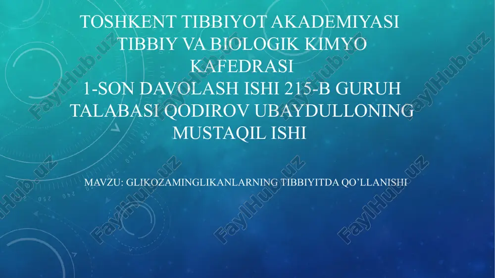 glikozaminoglikanlarning tibbiyitdaqo’llanishi — PPTX