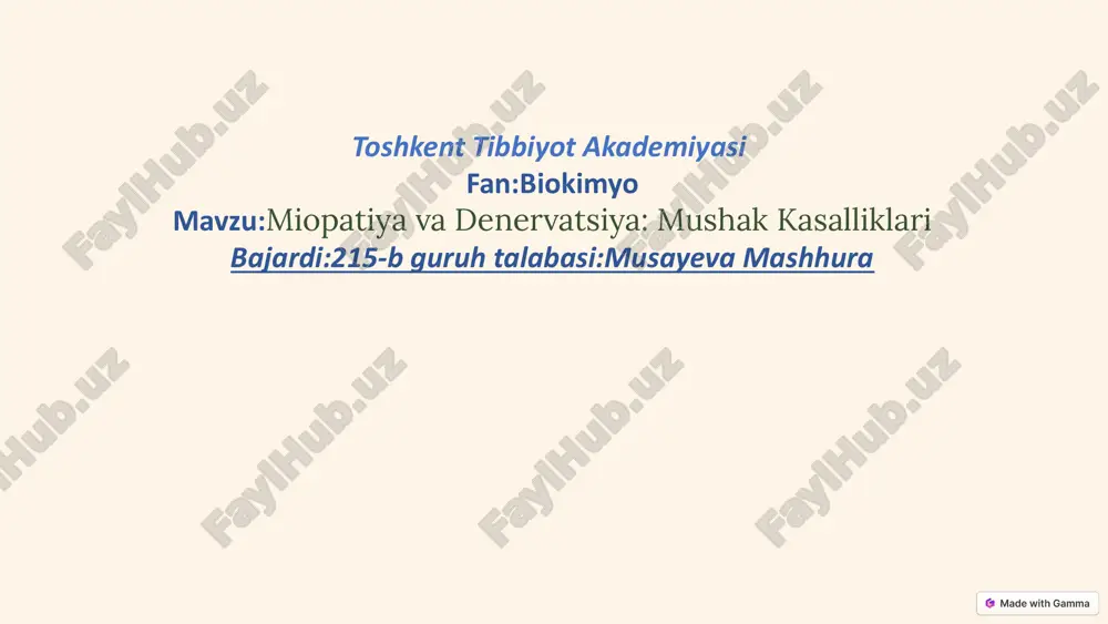 miopatiya va denervatsiya: mushak kasalliklari — PPTX
