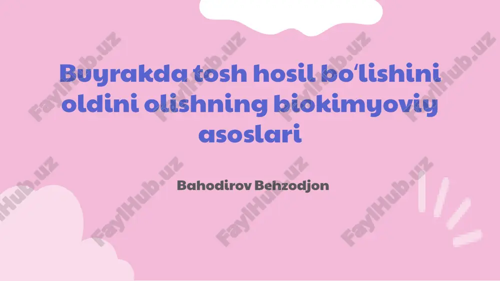 suv ichishning biokimyoviy asoslari — PPTX