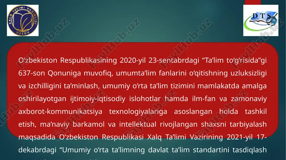 umumiy o'rtata'limning dasturi — PPTX