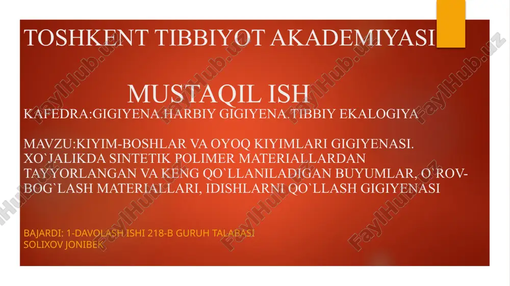 kiyim-boshlar va oyoq kiyimlari gigiyenasi — PPTX