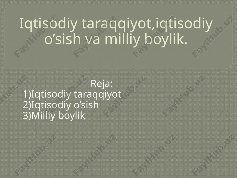 iqtisodiy taraqqiyot modeli — PPTX
