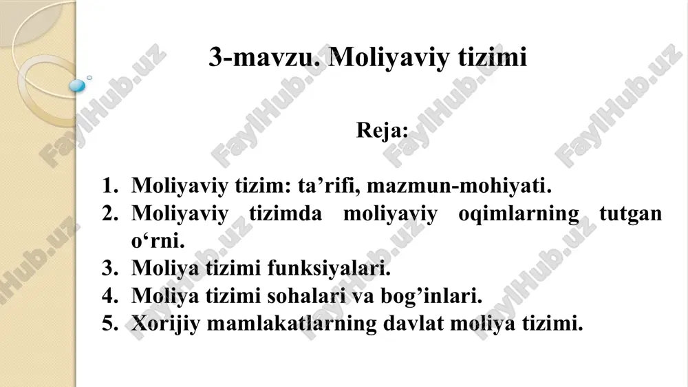 moliyaviy tizim — PPTX