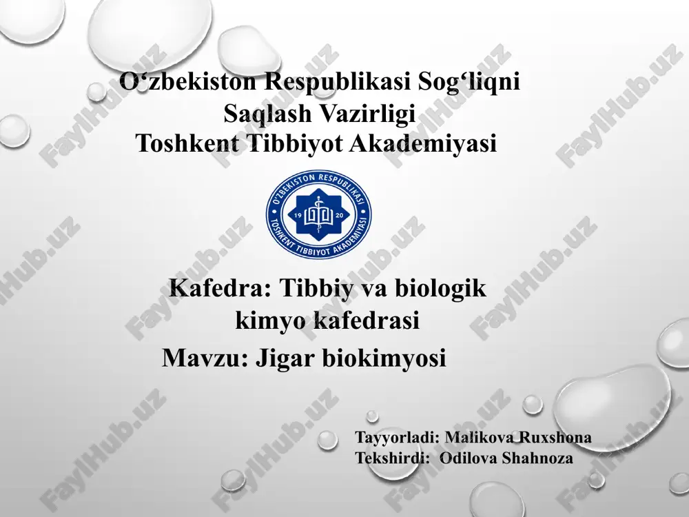 jigar biokimyosi — PPTX