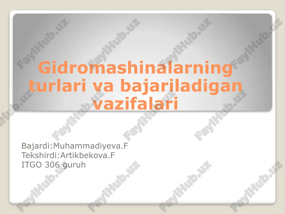 gidromashinalarning tur va bajarilishi — PPTX