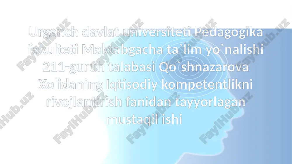maktabgacha ta'lim tashkiloti qabul qilish — PPTX