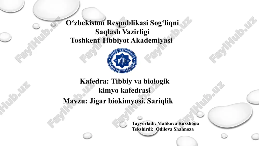 jigar biokimyosi. sariqlik — PPTX