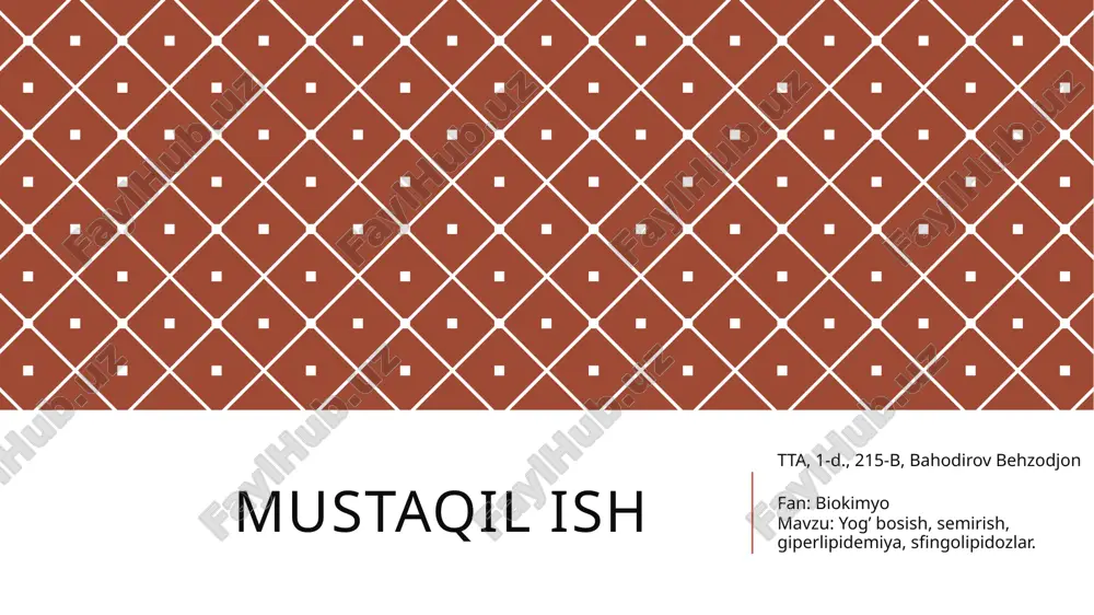 yog’bosish,semirish,giperlipidemiya,sfingolipidozlar — PPTX