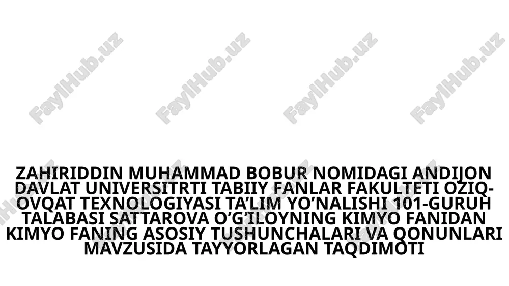 kimyo faning asosiy tushunchalari va qonunlari — PPTX
