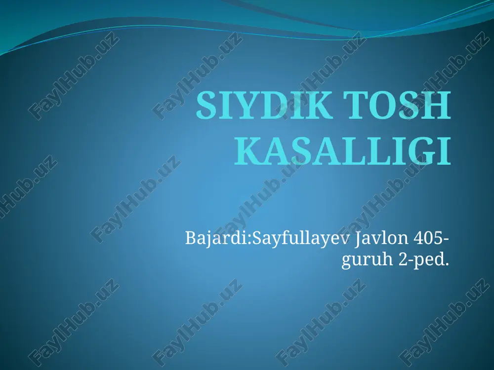 siydik tosh kasalligi — PPTX