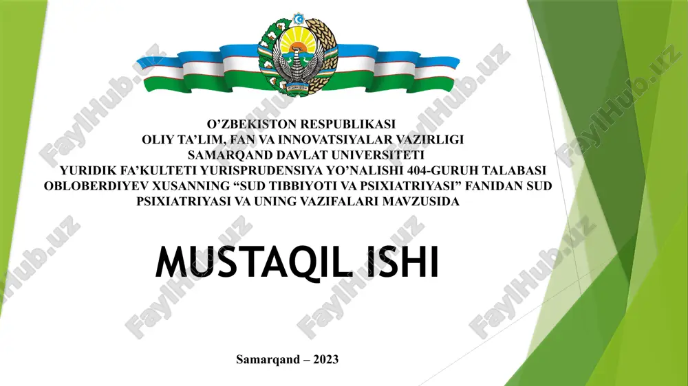 sud tibbiyoti va psixiatriyasi — PPTX