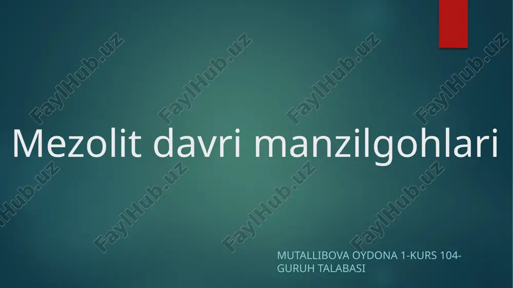 mezolit davri manzilgohlari — PPTX