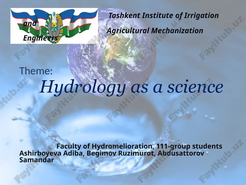 hydrology as a science — PPTX