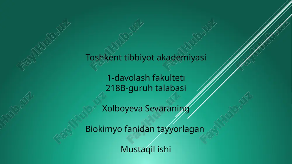 biokimyo fanidan tayyorlagan — PPTX