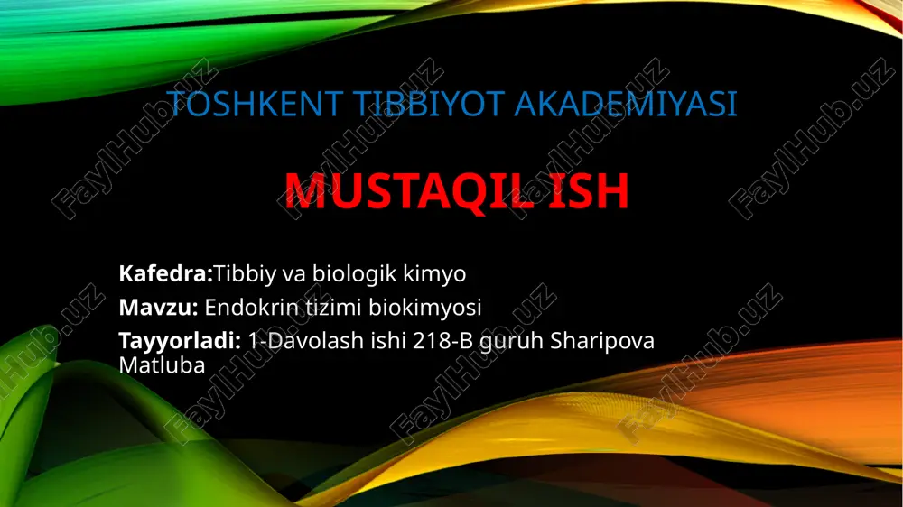 endokrintizimi biokimyosi — PPTX