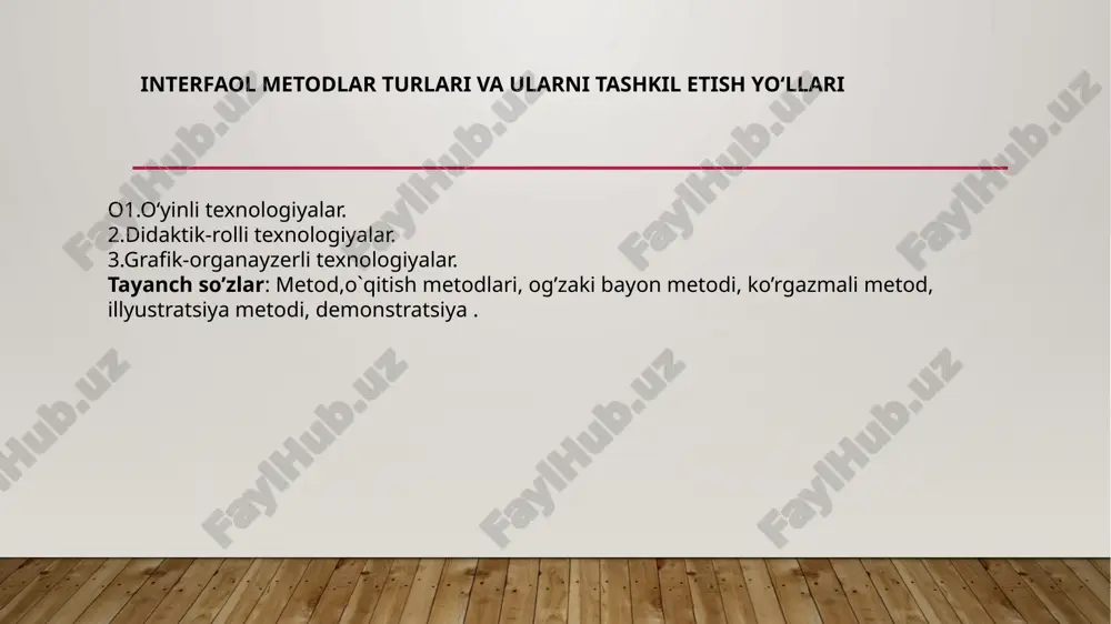 interfaol metodlar tur va ularni tashkil etish yo‘llari — PPTX