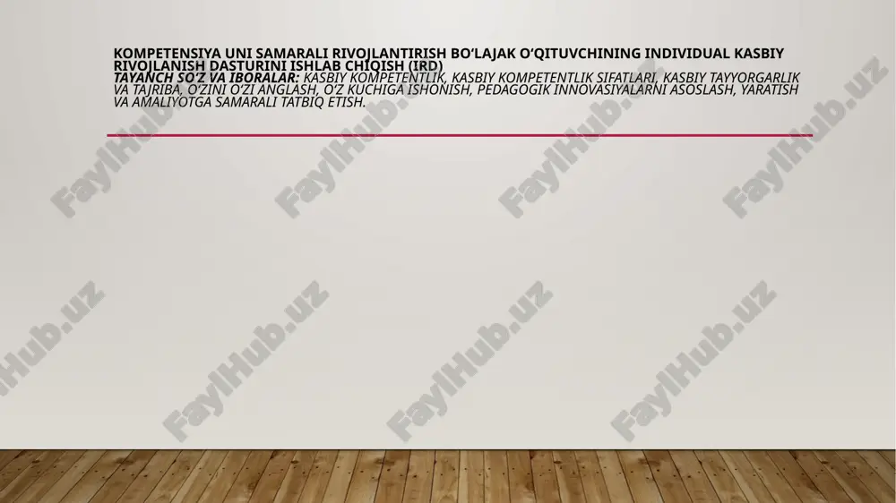 kasbiy kompetentlik rivojlantirish dasturi — PPTX
