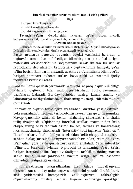 interfaol metodlar turlari — DOCX