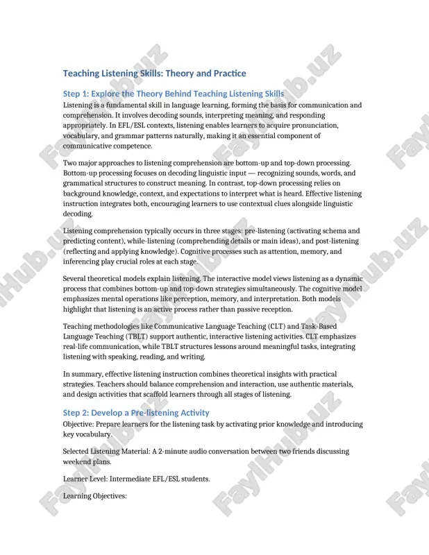 teaching listening skills: theory and practice — DOCX
