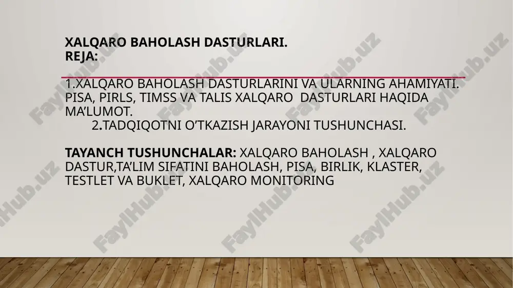 xalqaro baholash dasturlari — PPTX