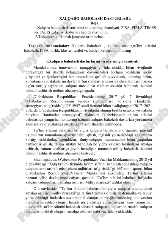 xalqaro baholash dasturlari — DOCX