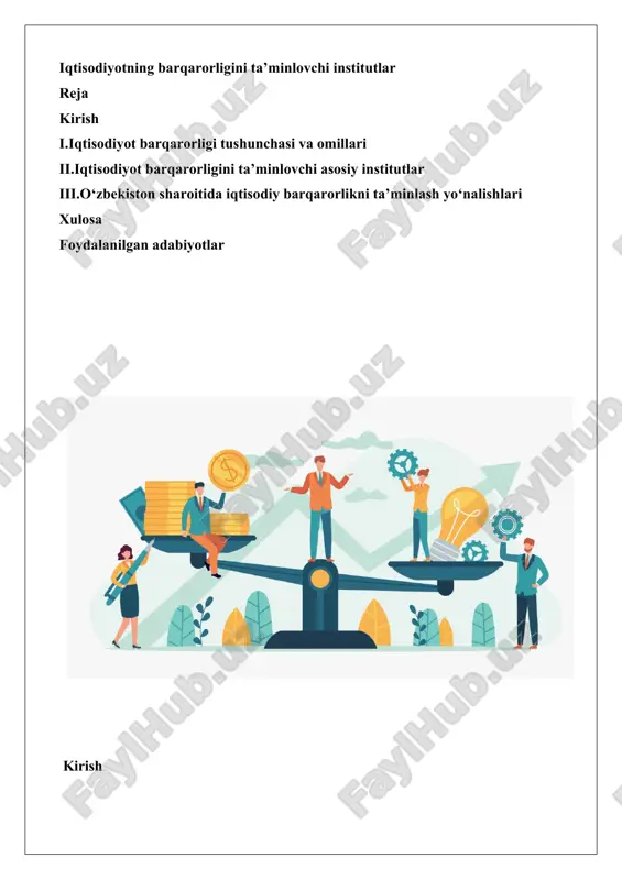 iqtisodiyotning barqarorligini ta’minlovchi institutlar — DOCX
