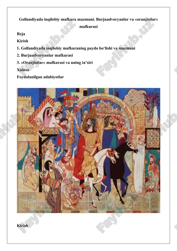 gollandiyada inqilobiy mafkura mazmuni — DOCX