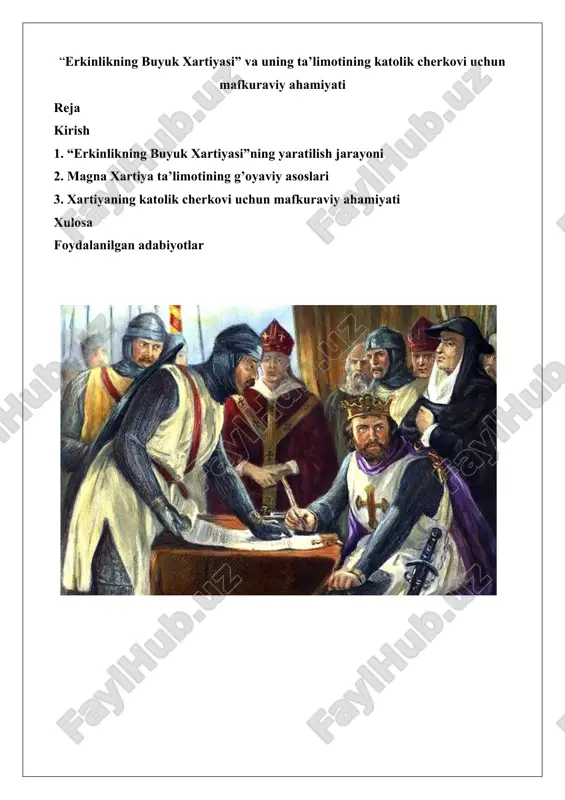 “erkinlikning buyuk xartiyasi” — DOCX