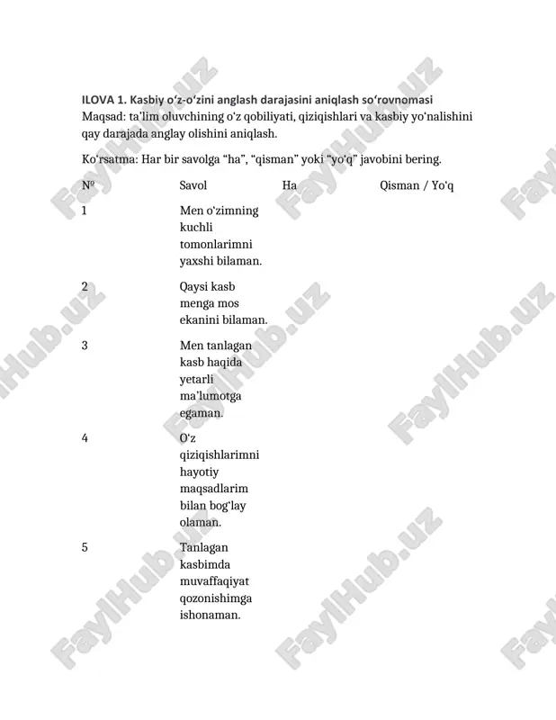 “men tanlagan kasb” treningi ssenariysi — DOCX