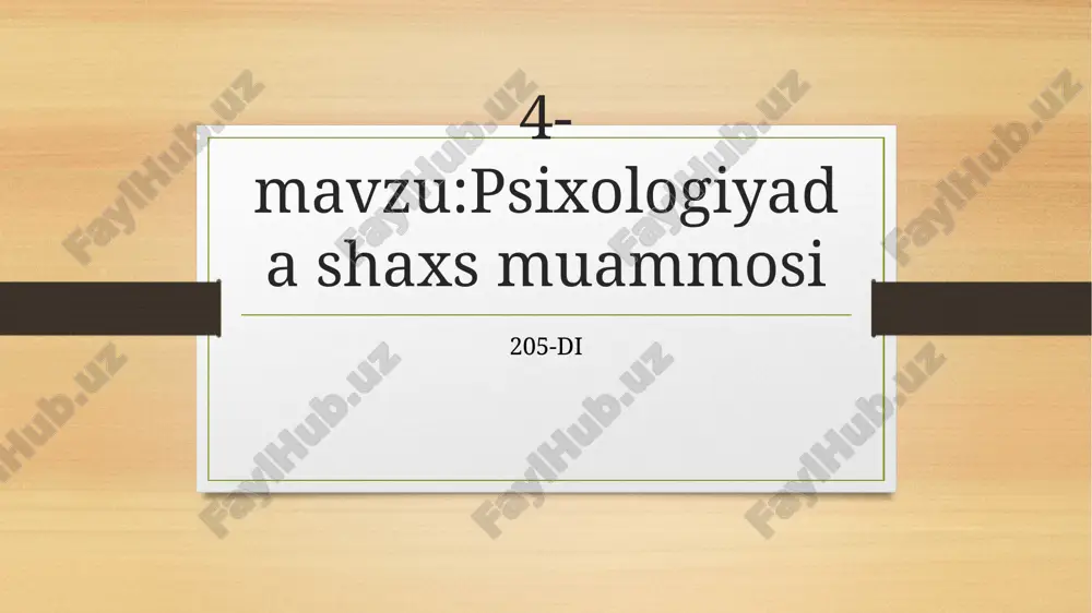 psixologiyada shaxs muammosi — PPTX