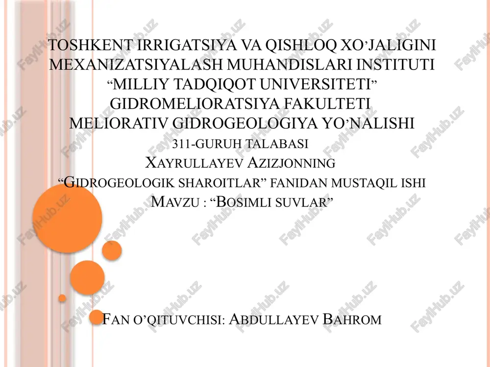 bosimli suvlar — PPTX