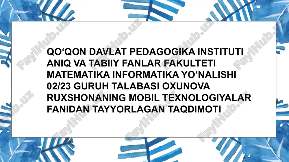 mobicart dasturida mobil texnologiyalar yaratish — PDF