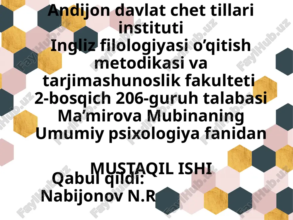 xulq-atvorning psixofiziologik asoslari — PPTX