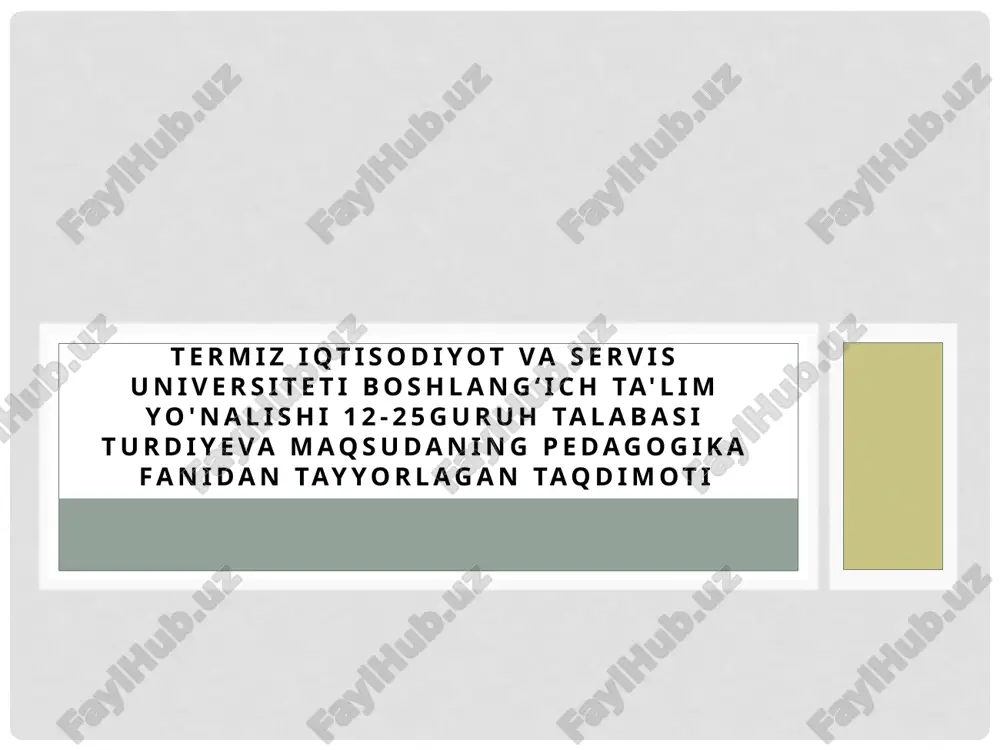 termiz iqtisodiyot va servis universiteti boshlangʻich ta'lim yo'nalishi — PPTX