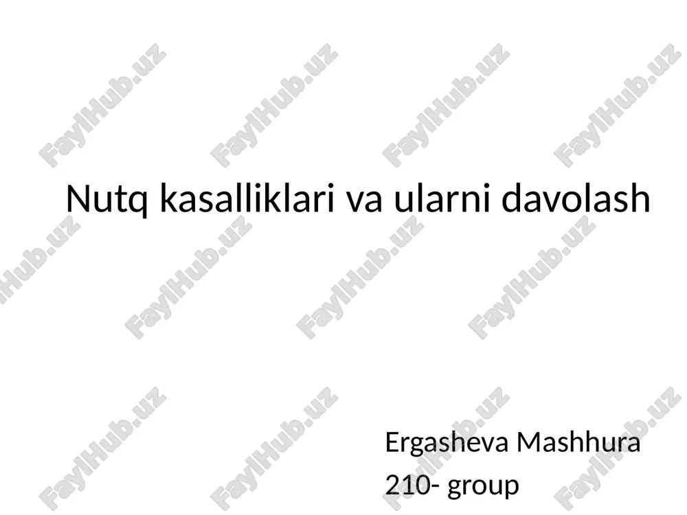 nutq kasalliklari va ularni davolash — PPTX