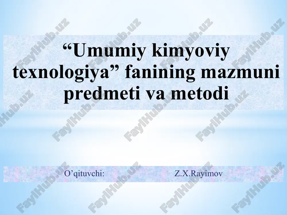 asosiy texnologik jarayonlar faniga kirish — PPTX