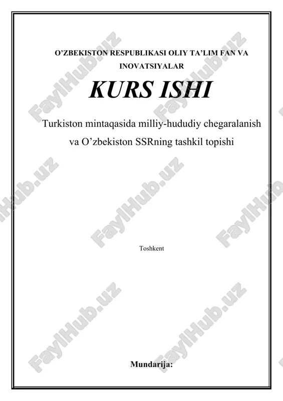 o’zbekiston ssrning tashkil topishi — DOCX
